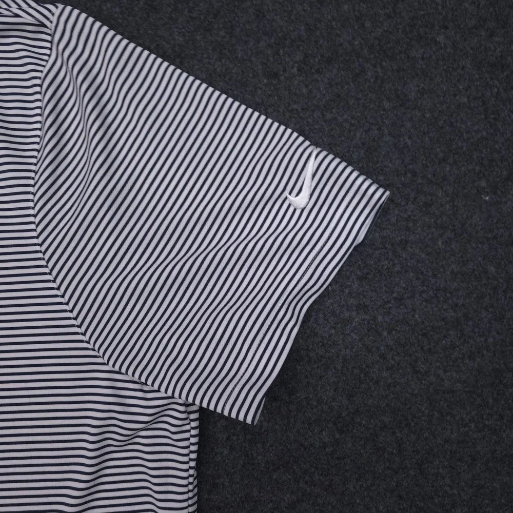 Nike‎ Golf Mens XXL White Striped Performance Polo Shirt Dri-fit Contrast Collar